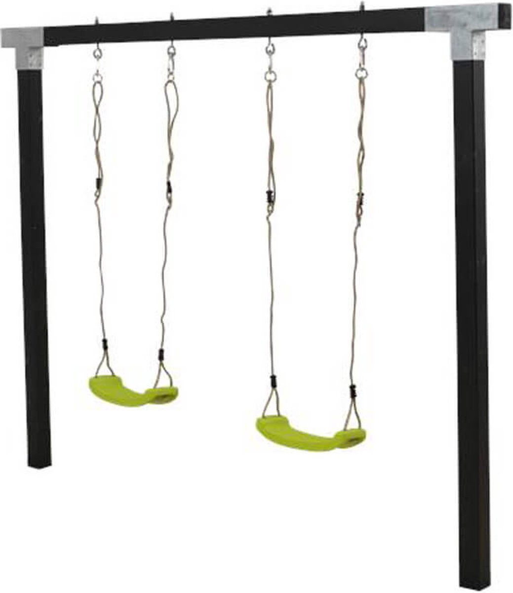 Schommelframe vuren geimpregneerd | Cubic zwart 2 schommelplanken lime